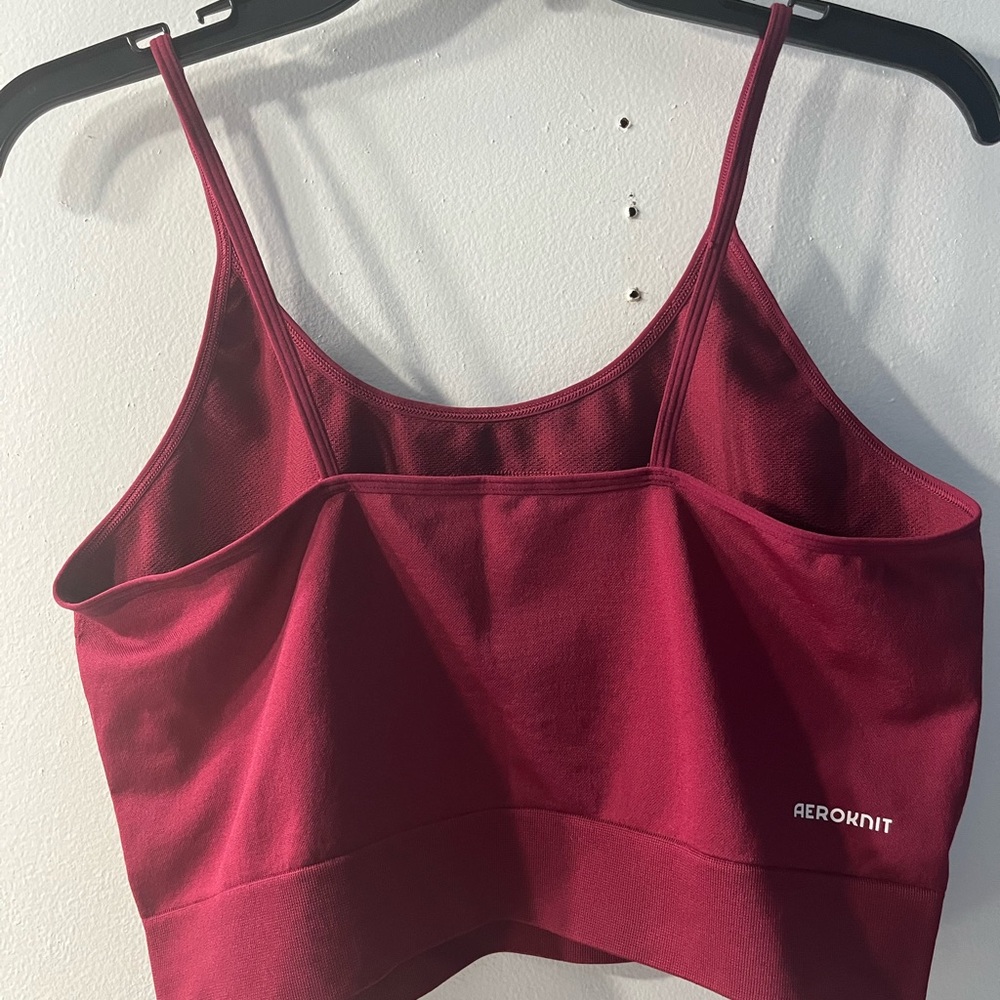 Adidas Maroon and White Aeroknit Seamless Crop Top - Picture 3 of 5